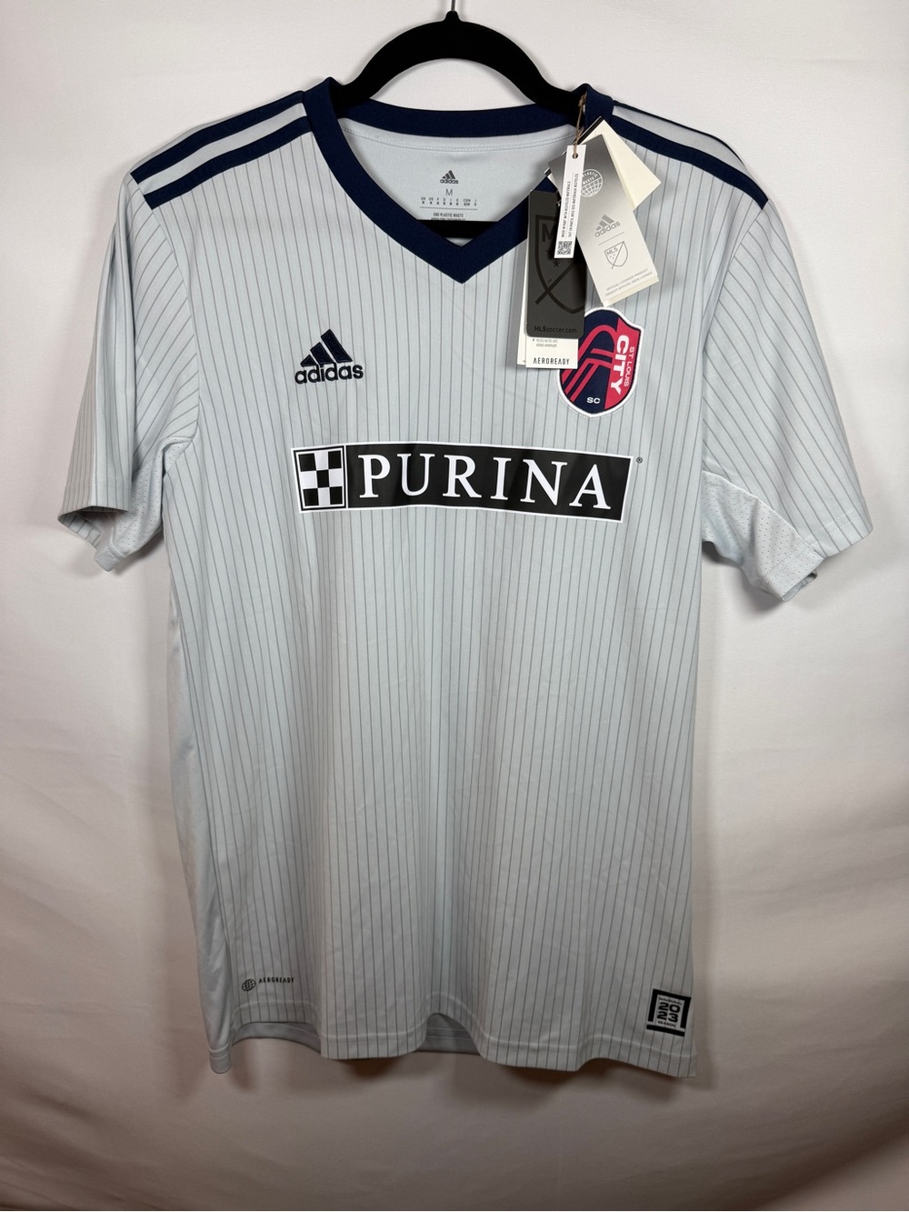 Adidas St Louis City SC Away Jersey Men Medium NWT Soccer MLS Purina Grey Shirt